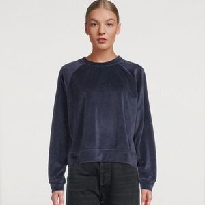 VITAMIN A Mari Velour Pullover Sweatshirt M Organic Cotton Minimalist Whimsygoth